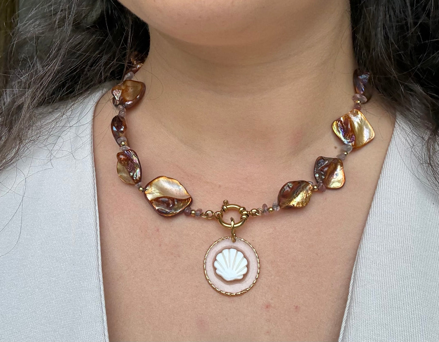 Collier THALLA Rose/brun